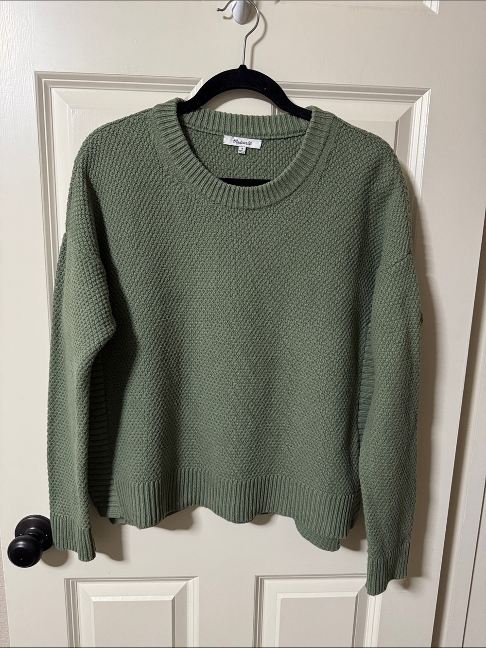 Madewell Sage Green Textured Crewneck Sweater